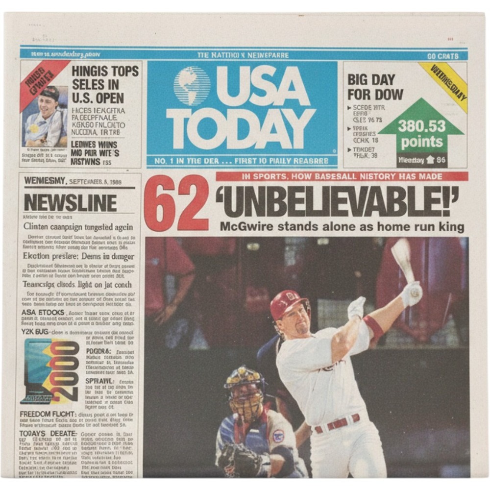 USA TODAY Sept 9 1998 Mark McGwire 62nd Home Run Record Newspaper MLB History